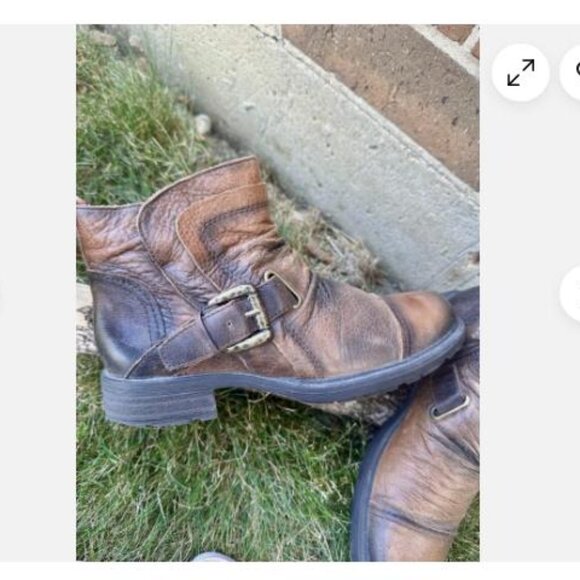 Earth Jericho Boots Women's 8 Brown Leather Comfort Cap Toe Biker Moto Buckle - Picture 5 of 9